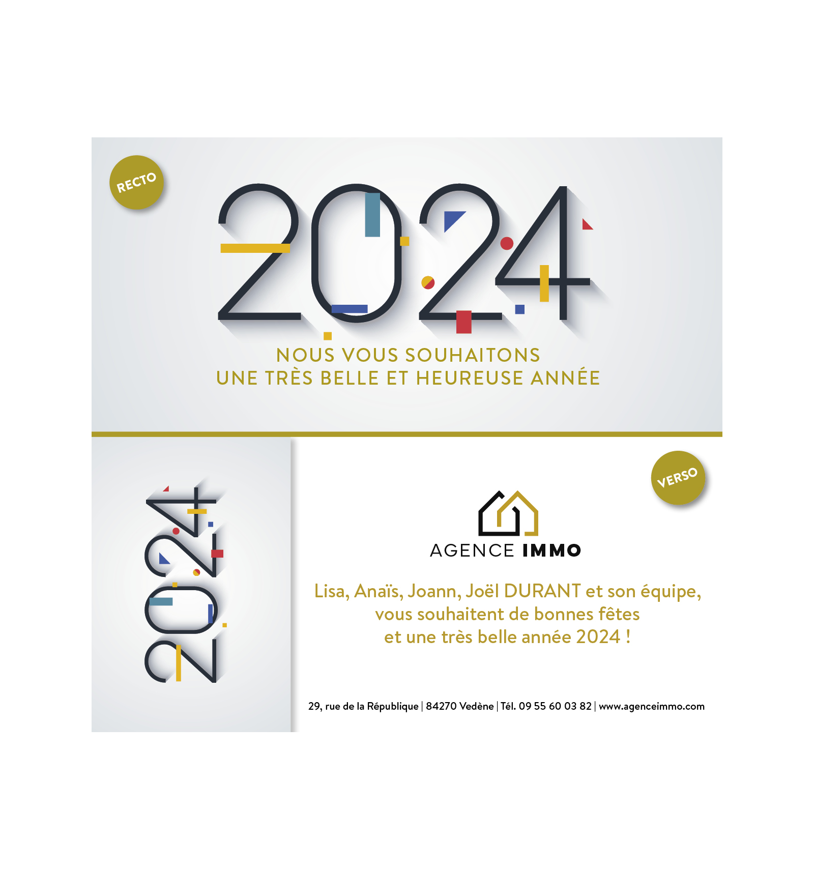 Carte Bonne Année 2024 : 150 modèles personnalisables (satisfait ou  réimprimé)